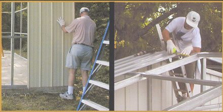 Attach side panels and metal roofing