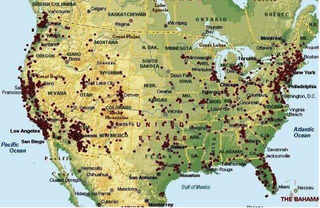 Locations of Absolute Steel Customers
