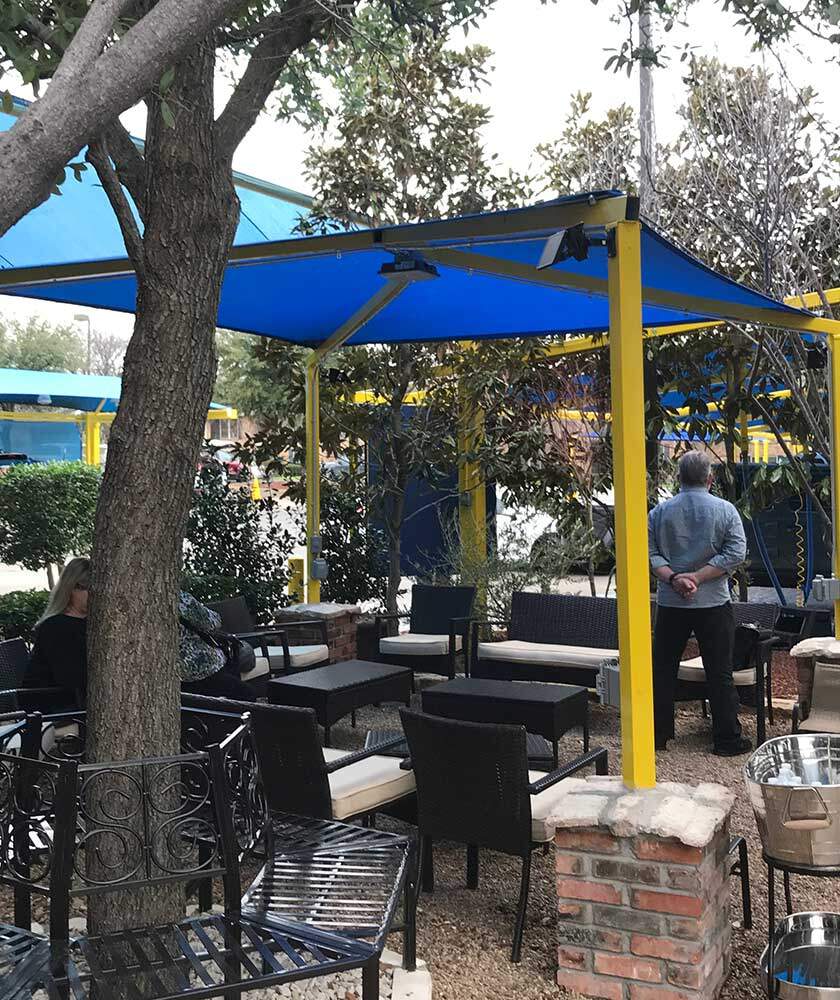 A Covered and Shaded Customer Wait Area Shaded car wash customer wait area